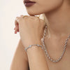 Wholesale Handmade Titanium Steel Gimmel Four Leaf Flower Zircon Bracelet With Pvd Gold Plated Electroplating Jewelry For Women