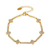 Wholesale Handmade Titanium Steel Gimmel Four Leaf Flower Zircon Bracelet With Pvd Gold Plated Electroplating Jewelry For Women