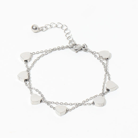 Wholesale Handmade Titanium Steel Heart Shaped 18K Gold Vacuum Electroplated Female Bracelet