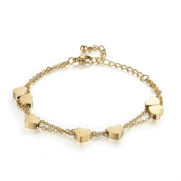 Wholesale Handmade Titanium Steel Heart Shaped 18K Gold Vacuum Electroplated Female Bracelet