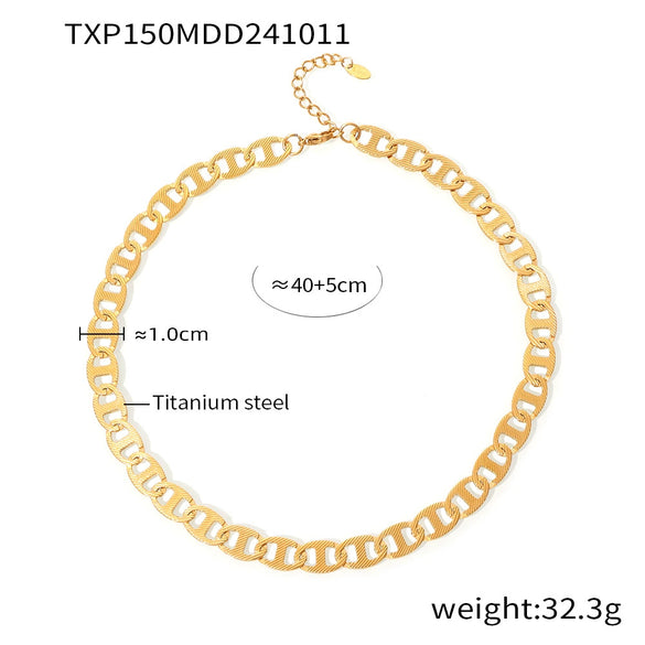 Wholesale Handmade Titanium Steel Necklace Bracelet Suit With 18K Real Gold Plated Regular Chain For Women