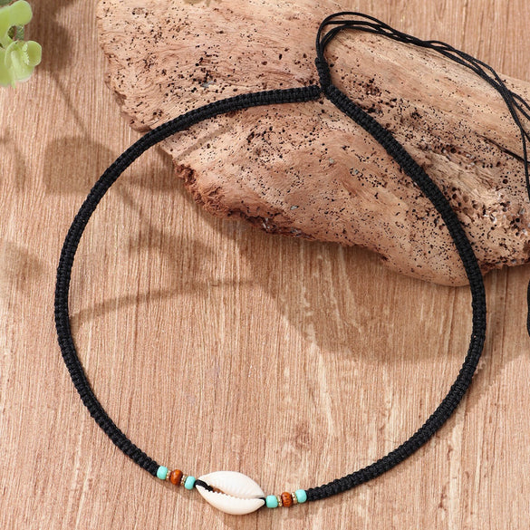 Wholesale Handmade Vintage Bohemian Style Wax Rope Vervain Chain Clavicle Necklace Jewelry