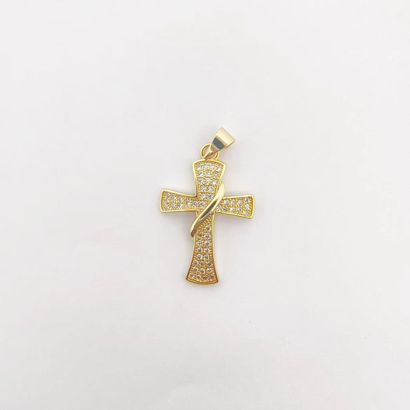 Wholesale Handmade Vintage 18K Gold Electroplated Copper Cross Pendant Jewelry Parts