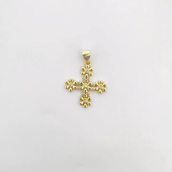 Wholesale Handmade Vintage 18K Gold Electroplated Copper Cross Pendant Jewelry Parts