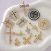 Wholesale Handmade Vintage 18K Gold Electroplated Copper Cross Pendant Jewelry Parts