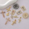 Wholesale Handmade Vintage 18K Gold Electroplated Copper Cross Pendant Jewelry Parts