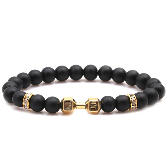 Wholesale Handmade Volcanic Stone And Alloy Dumbbell Style Unisex Energy Bracelet