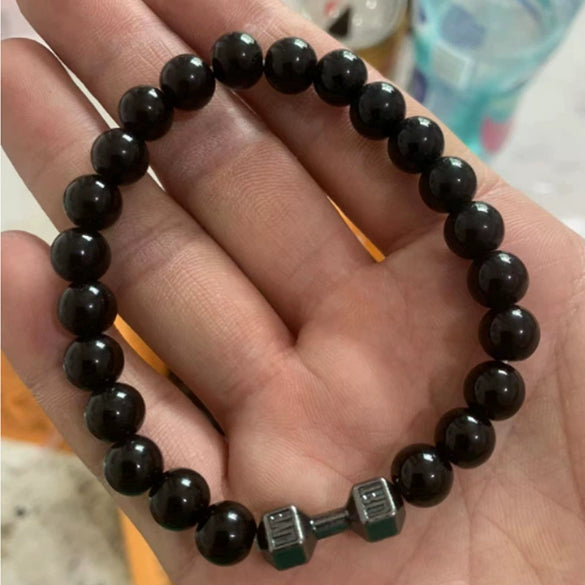 Wholesale Handmade Volcanic Stone And Alloy Dumbbell Style Unisex Energy Bracelet