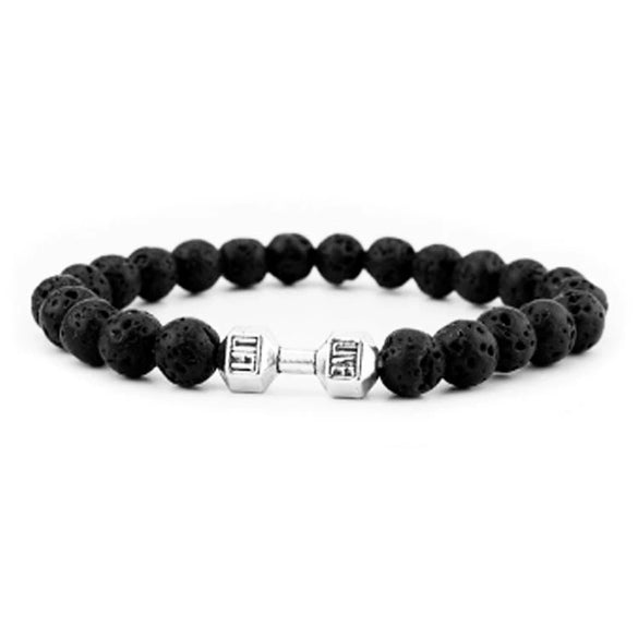 Wholesale Handmade Volcanic Stone And Alloy Dumbbell Style Unisex Energy Bracelet