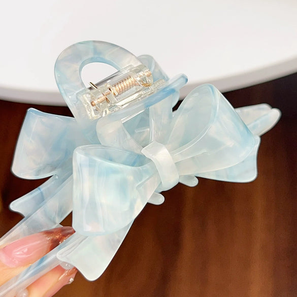Wholesale Handmade Women's Acetic Acid Heavy Industry Bow Grip Hair Clip Mori Geometric Style