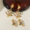 Wholesale Handmade Women's Christmas Earrings 925 Silver With Christmas Tree And Star Elements Micro Inlaid Zircon