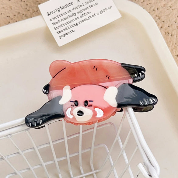 Wholesale Handmade Women's Cute Animal Acetic Acid Splicing Grab Clip Hairpin With Raccoon Cat Design