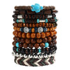 Wholesale Handmade Wooden Beads Alloy Multilayer Elastic Geometric Unisex Bracelet