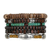 Wholesale Handmade Wooden Beads Alloy Multilayer Elastic Geometric Unisex Bracelet