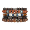 Wholesale Handmade Wooden Beads Alloy Multilayer Elastic Geometric Unisex Bracelet