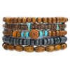 Wholesale Handmade Wooden Beads Alloy Multilayer Elastic Geometric Unisex Bracelet
