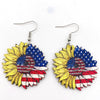 Wholesale Handmade Wooden Women's Earrings With Sunflower And Leopard Pattern Geometric And Drop Shaped Design