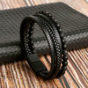 Wholesale Handmade Woven Men's Natural Obsidian Beaded Bracelet With Geometric Pattern