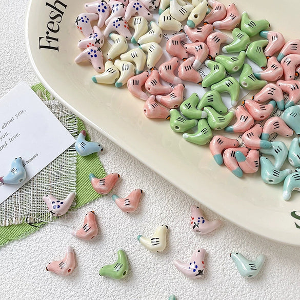Wholesale Handpainted Ceramic Pigeon Beaded Jewelry Bracelet Necklace Accessories