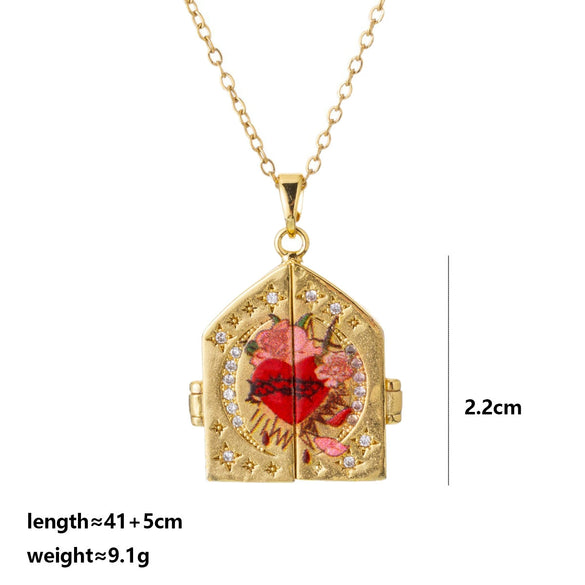Wholesale Handpainted Handbeaded Electroplated Copper And Stainless Steel Heart Geometric Pendant Necklace For Women
