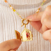 Wholesale Handpainted Handbeaded Electroplated Copper And Stainless Steel Heart Geometric Pendant Necklace For Women