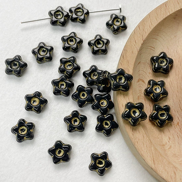 Wholesale Handpainted Vintage Glass Glazed Loose Beads With Flower Pattern For Diy Bracelet Necklace Accessories Material