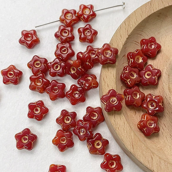 Wholesale Handpainted Vintage Glass Glazed Loose Beads With Flower Pattern For Diy Bracelet Necklace Accessories Material