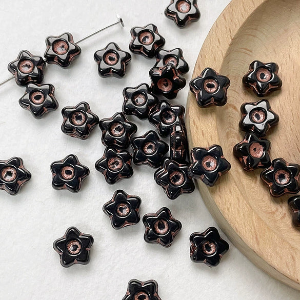 Wholesale Handpainted Vintage Glass Glazed Loose Beads With Flower Pattern For Diy Bracelet Necklace Accessories Material