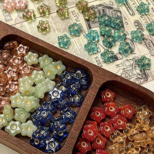 Wholesale Handpainted Vintage Glass Glazed Loose Beads With Flower Pattern For Diy Bracelet Necklace Accessories Material