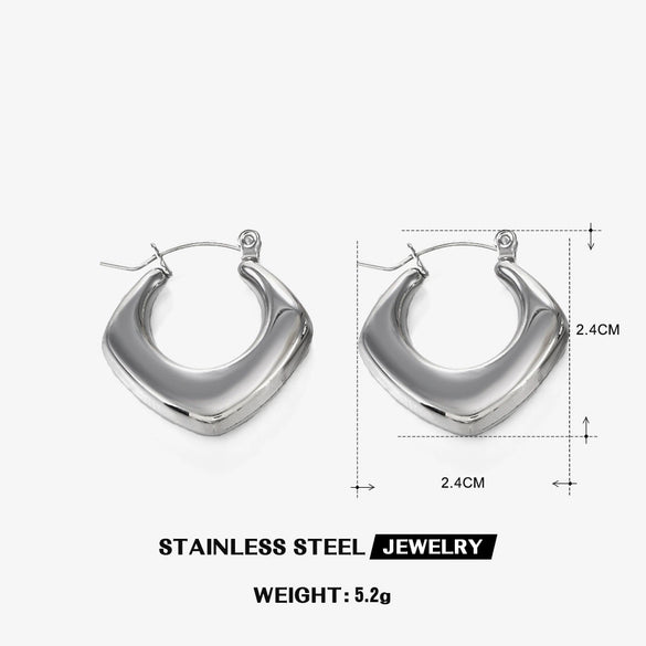 Wholesale Handpolished Geometric Ushaped Titanium Steel Earrings For Women Electroplated