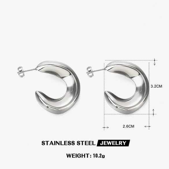 Wholesale Handpolished Geometric Ushaped Titanium Steel Earrings For Women Electroplated