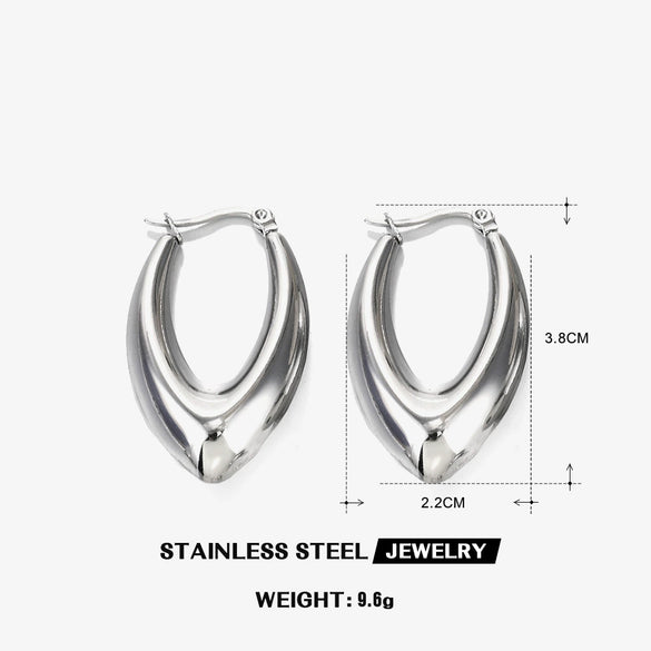 Wholesale Handpolished Geometric Ushaped Titanium Steel Earrings For Women Electroplated