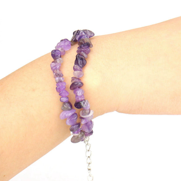 Wholesale Handworn Natural Crystal Agate Amethyst Double Bracelet Handmade Geometric Style