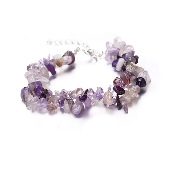 Wholesale Handworn Natural Crystal Agate Amethyst Double Bracelet Handmade Geometric Style