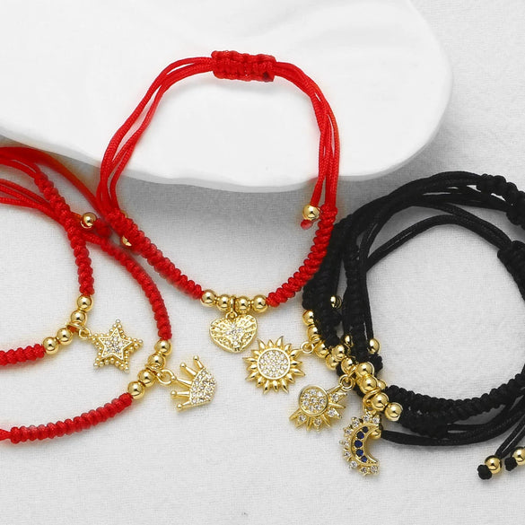 Wholesale Handwoven Bracelet Copper Electroplated Gold Star Pendant