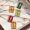 Wholesale Handwoven Colored Rope Geometric Stainless Steel 18K Gold Electroplated Tarot Necklace For Women