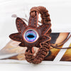 Wholesale Handwoven Leather Bracelet With Luminous Stone Devil's Eye And Leaf Pattern