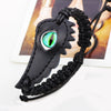 Wholesale Handwoven Leather Bracelet With Luminous Stone Devil's Eye And Leaf Pattern