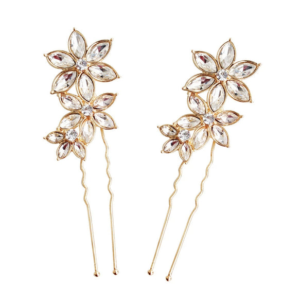 Wholesale Headwear Alloy Retro Ushaped Rhinestone Flower Electroplated Hair Accessories For Bride
