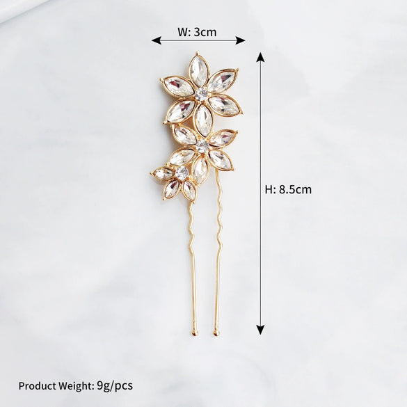 Wholesale Headwear Alloy Retro Ushaped Rhinestone Flower Electroplated Hair Accessories For Bride