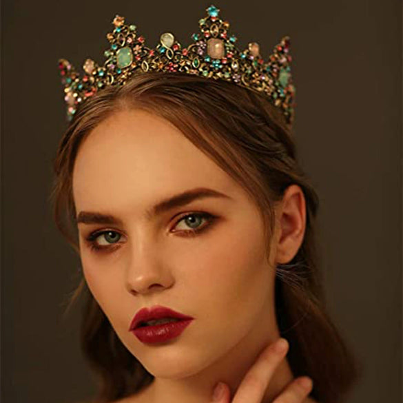 Wholesale Headwear Baroque Diamond Metal Crown Electroplated For Women