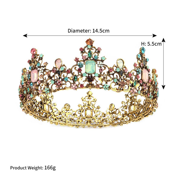 Wholesale Headwear Baroque Diamond Metal Crown Electroplated For Women