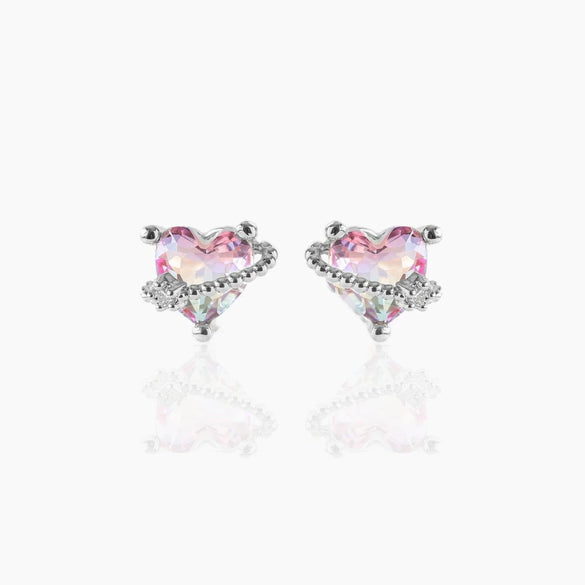 Wholesale Heart Earrings Brass Plated Gold Color With Zircon For Women