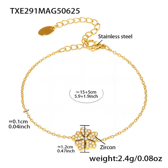 Wholesale Heart Flower Double Layer Jewelry Set For Women Stainless Steel 18K Gold Electroplated