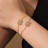 Wholesale Heart Fourleaf Flower Stainless Steel Jewelry Set With Green Glass Pendant And Electroplating For Women