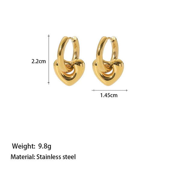 Wholesale Heart Hoop Detachable Titanium Steel Electroplated Earrings For Women