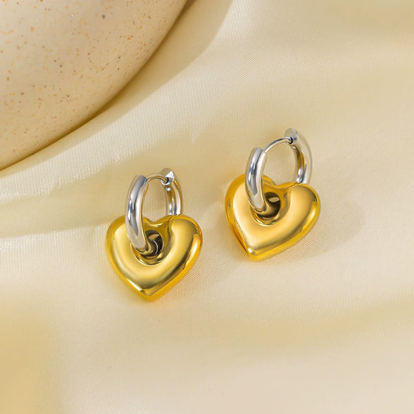 Wholesale Heart Hoop Detachable Titanium Steel Electroplated Earrings For Women