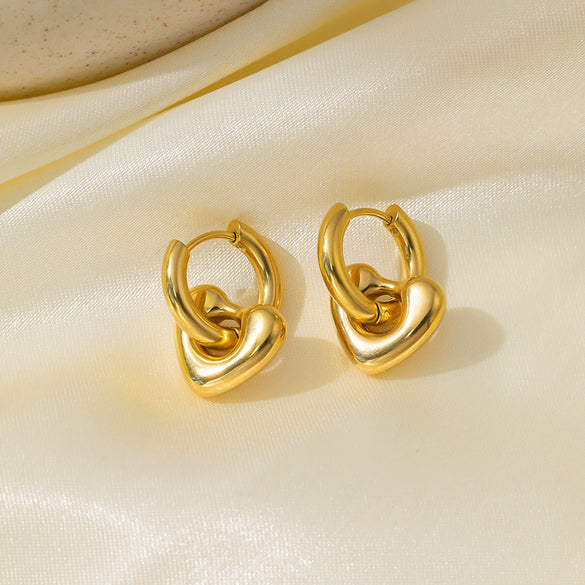 Wholesale Heart Hoop Detachable Titanium Steel Electroplated Earrings For Women