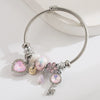 Wholesale Heart Key Flower Pendant Bracelet Alloy Set With Diamonds Adjustable Couple Bracelet