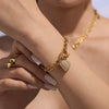 Wholesale Heart Pendant Ot Clasp Collarbone Necklace And Bracelet In Stainless Steel With Real Gold Plated Electroplating For Women